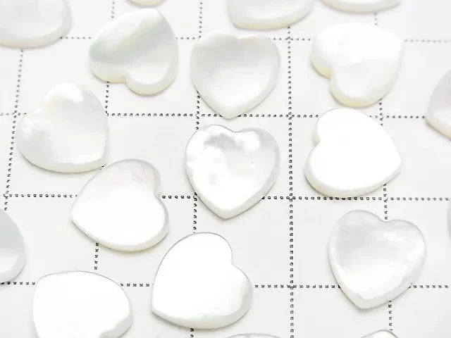 1pc $3.79! High Quality White Shell (Silver-lip Oyster) Heart Half Drilled Hole 10 x 10 x 4 mm 1 pc