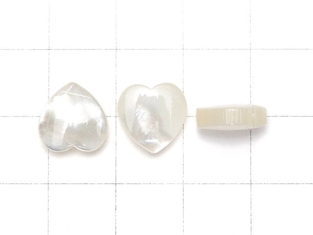 1pc $3.79! High Quality White Shell (Silver-lip Oyster) Heart Half Drilled Hole 10 x 10 x 4 mm 1 pc