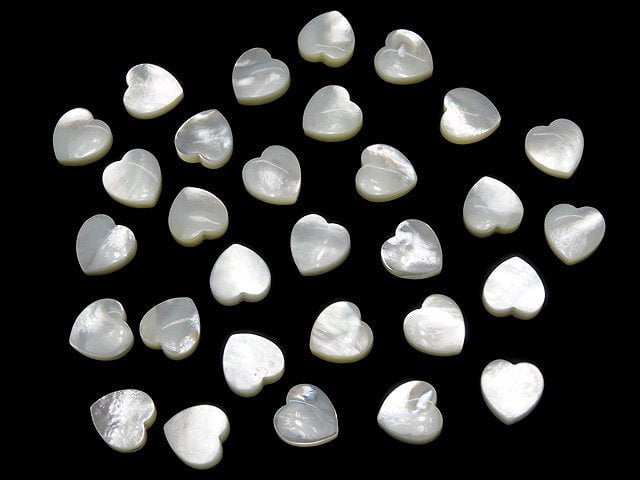 1pc $3.79! High Quality White Shell (Silver-lip Oyster) Heart Half Drilled Hole 10 x 10 x 4 mm 1 pc