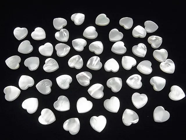 1pc $3.79! High Quality White Shell (Silver-lip Oyster) Heart Half Drilled Hole 10 x 10 x 4 mm 1 pc