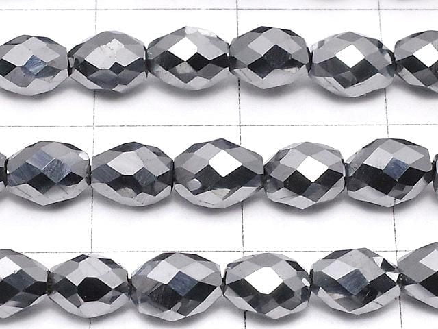 [Video]High Quality! Terahertz Faceted Rice 6x4x4mm half or 1strand beads (aprx.15inch/36cm)