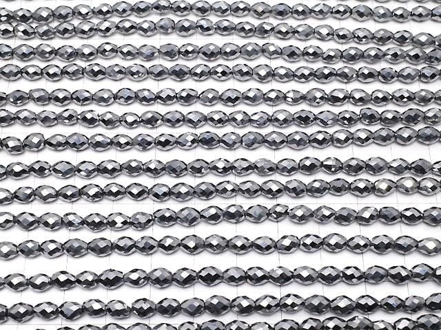 [Video]High Quality! Terahertz Faceted Rice 6x4x4mm half or 1strand beads (aprx.15inch/36cm)