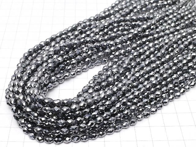 [Video]High Quality! Terahertz Faceted Rice 6x4x4mm half or 1strand beads (aprx.15inch/36cm)