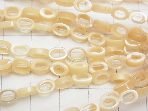 Mother of Pearl MOP Beige Oval (Donut) 6x4x2mm 1strand beads (aprx.15inch/36cm)