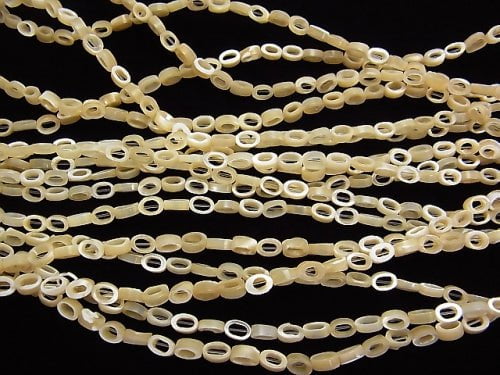 Mother of Pearl MOP Beige Oval (Donut) 6x4x2mm 1strand beads (aprx.15inch/36cm)