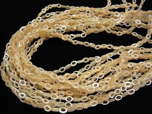 Mother of Pearl MOP Beige Oval (Donut) 6x4x2mm 1strand beads (aprx.15inch/36cm)