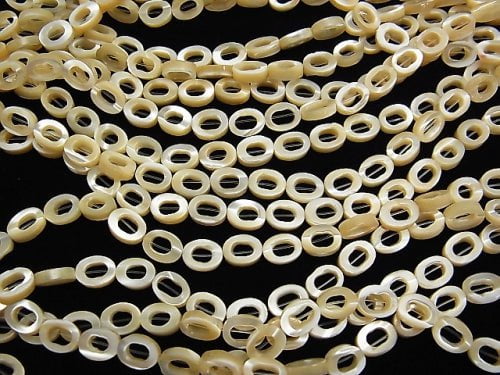 1strand $8.79! Mother of Pearl MOP Beige Oval (Donut) 8x6x2mm 1strand beads (aprx.15inch / 38cm)