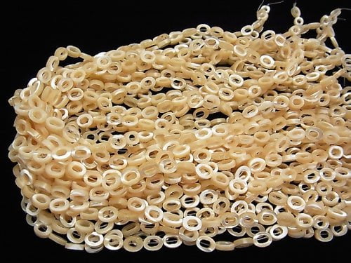 1strand $8.79! Mother of Pearl MOP Beige Oval (Donut) 8x6x2mm 1strand beads (aprx.15inch / 38cm)