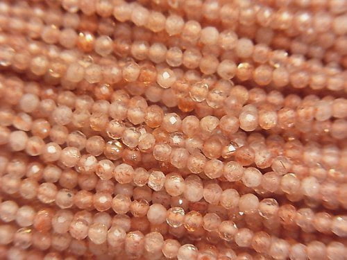 Faceted Round, Sunstone Gemstone Beads