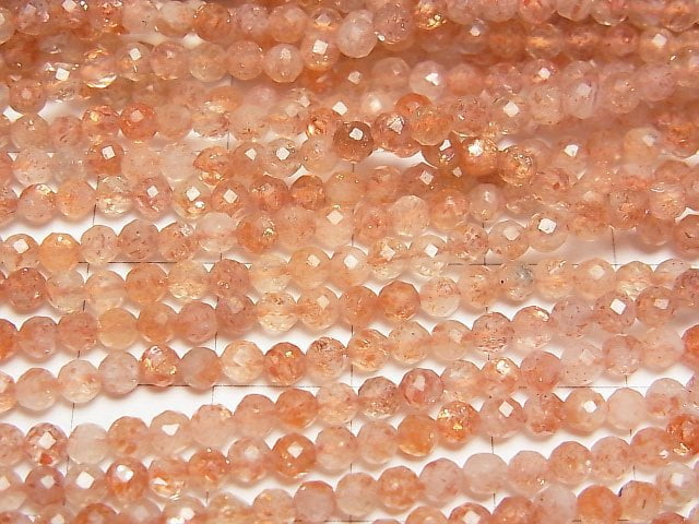 [Video]High Quality! Sunstone AA++ Faceted Round 3mm 1strand beads (aprx.15inch/36cm)