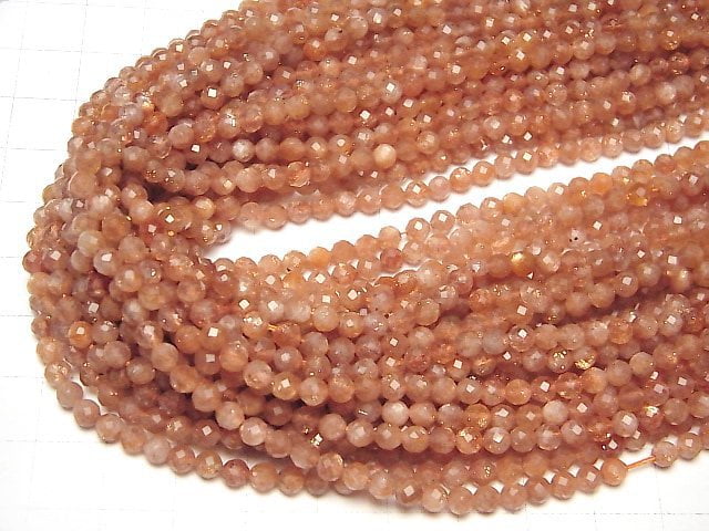 High Quality!  Sunstone AA++ Faceted Round 4mm  1strand beads (aprx.15inch/36cm)