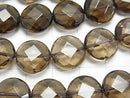Smoky Quartz AAA Faceted Coin 12x12x6mm half or 1strand beads (aprx.15inch/36cm)
