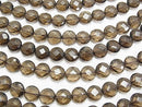 Smoky Quartz AAA Faceted Coin 12x12x6mm half or 1strand beads (aprx.15inch/36cm)