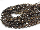 Smoky Quartz AAA Faceted Coin 12x12x6mm half or 1strand beads (aprx.15inch/36cm)