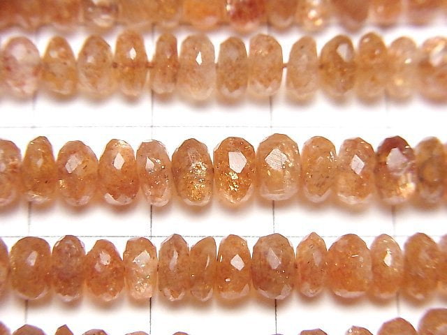 [Video]High Quality Sunstone AAA Faceted Button Roundel 1strand beads (aprx.14inch/34cm)