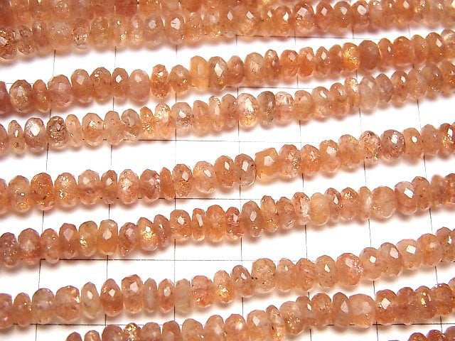 [Video]High Quality Sunstone AAA Faceted Button Roundel 1strand beads (aprx.14inch/34cm)