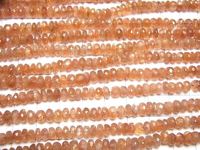 [Video]High Quality Sunstone AAA Faceted Button Rondelle 1strand beads (aprx.14inch/34cm)