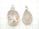 1pc $6.79! Rose Quartz Faceted Nugget Pendant Silver color 1pc