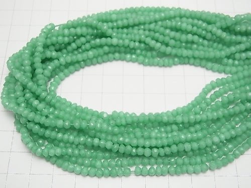 1strand $11.79! Pastel Green Color Agate Faceted Button Roundel 1strand beads (aprx.13inch / 33cm)