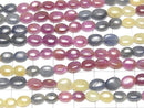 [Video] High Quality multi color Sapphire AA++ Oval [M size] half or 1strand beads (aprx.7inch / 19 cm)