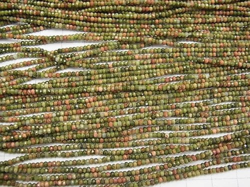 [Video] High Quality!  Unakite  Faceted Button Roundel 2x2x1.5mm 1strand beads (aprx.15inch/38cm)