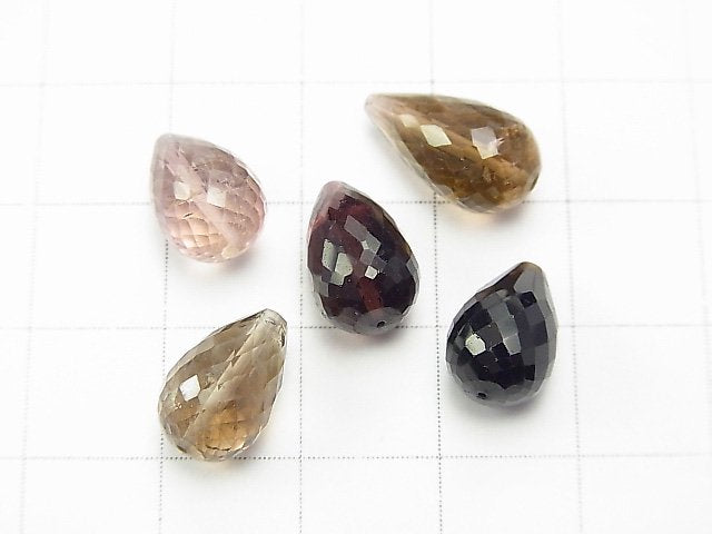 [Video] [One of a kind] Top Quality Multicolor Tourmaline AAA++ Vertical Hole Faceted Drop 5pcs Set NO.15
