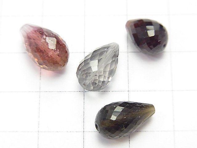 [Video] [One of a kind] Top Quality Multicolor Tourmaline AAA++ Vertical Hole Faceted Drop 4pcs Set NO.19