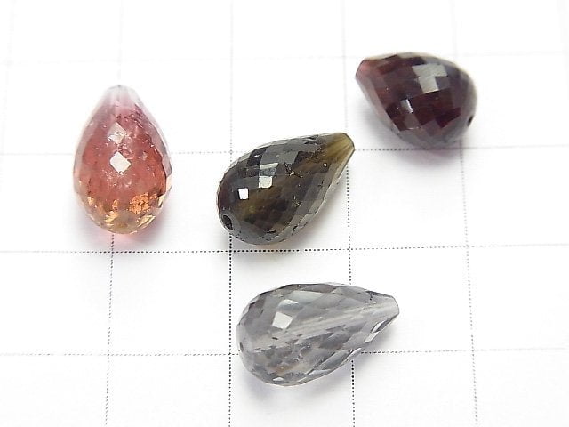 [Video] [One of a kind] Top Quality Multicolor Tourmaline AAA++ Vertical Hole Faceted Drop 4pcs Set NO.19