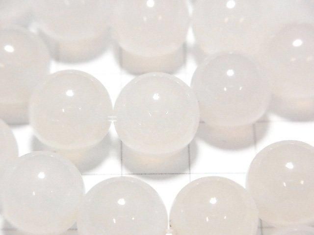 白玉髓 AAA 圓形 12mm [2mm 孔] 1串珠子 (約 15 英寸/36 厘米)