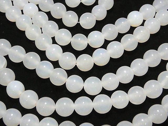 白玉髓 AAA 圓形 12mm [2mm 孔] 1串珠子 (約 15 英寸/36 厘米)