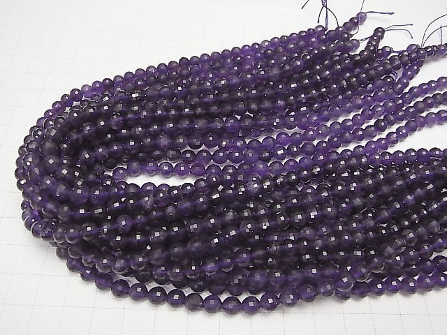 [Video] High Quality!  Amethyst AA+ Mirror Faceted Round 6mm  1strand beads (aprx.15inch/37cm)