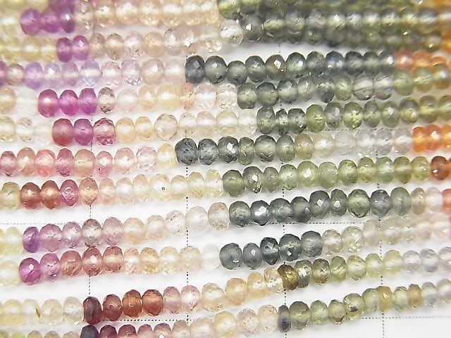 [Video] MicroCut! Top Quality Multicolor Sapphire AAA+ Faceted Button Roundel 1/4 or 1strand beads (aprx.16inch / 40cm)