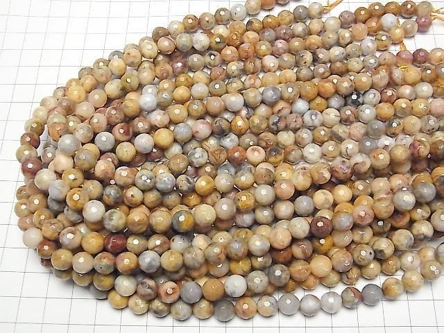 [Video] Crazy Lace Agate 128 Faceted Round 8mm half or 1-strand beads (approx. 15 inches/38 cm)