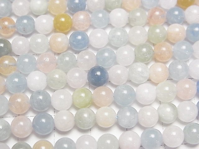 [Video] Beryl Mix (Multi Color Aquamarine) AA ++ - AA + Round 6 mm half or 1 strand beads (aprx.15 inch / 38 cm)