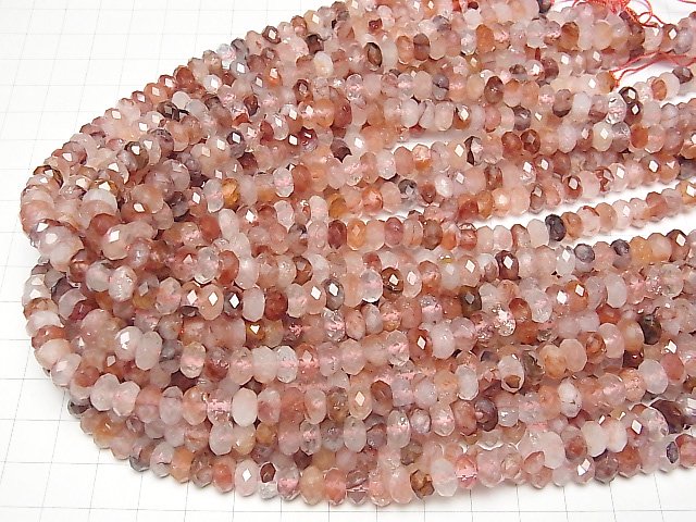 [Video] Red Hematite Quartz Faceted Button Roundel 8x8x5mm half or 1strand beads (aprx.15inch / 38cm)