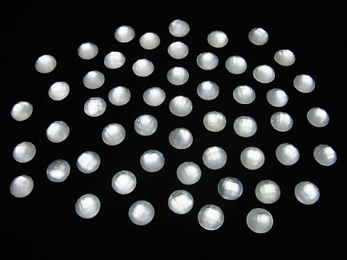 3pcs $5.79! White Shell x Crystal AAA 'Round Faceted Cabochon 6mm 3pcs