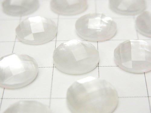 3pcs $9.79! White Shell x Crystal AAA 'Round Faceted Cabochon 10mm 3pcs