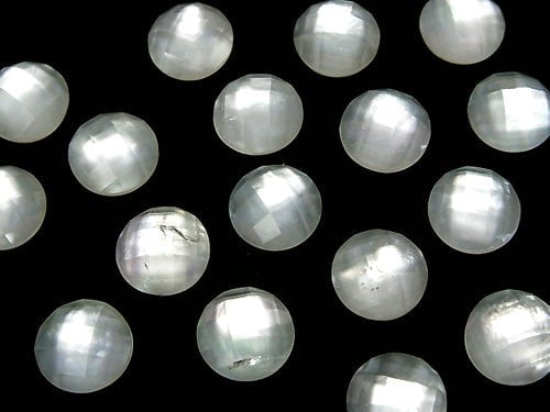 3pcs $9.79! White Shell x Crystal AAA 'Round Faceted Cabochon 10mm 3pcs