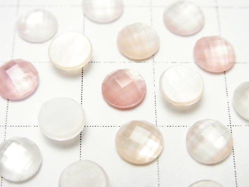 3pcs $5.79! Pink Shell x Crystal AAA 'Round Faceted Cabochon 6mm 3pcs