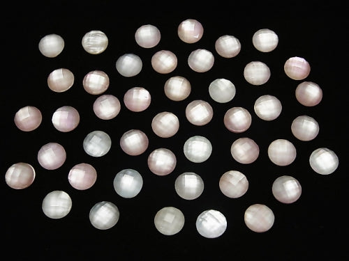 3pcs $7.79! Pink Shell x Crystal AAA 'Round Faceted Cabochon 8mm 3pcs