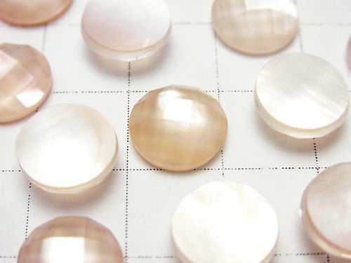 Pink Shell x Crystal AAA- Round Faceted Cabochon 10mm 3pcs