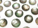 Black Shell x Crystal AAA- Round Faceted Cabochon 10mm 3pcs