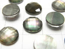 Black Shell x Crystal AAA- Round Faceted Cabochon 10mm 3pcs