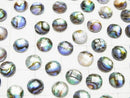 [Video] Abalone Shell x Crystal AAA- Round Faceted Cabochon 6x6mm 3pcs
