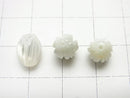 [Video] High Quality White Shell (Silver-lip Oyster) AAA Flower Bud 9x7x7mm [Half Drilled Hole] 4pcs