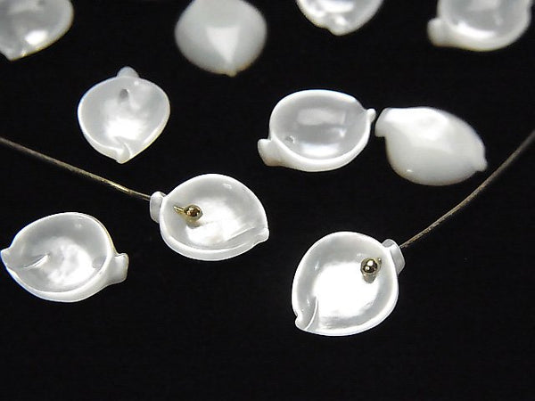 [Video] High Quality White Shell (Silver-lip Oyster) AAA Flower (Petal) 10x8mm 4pcs