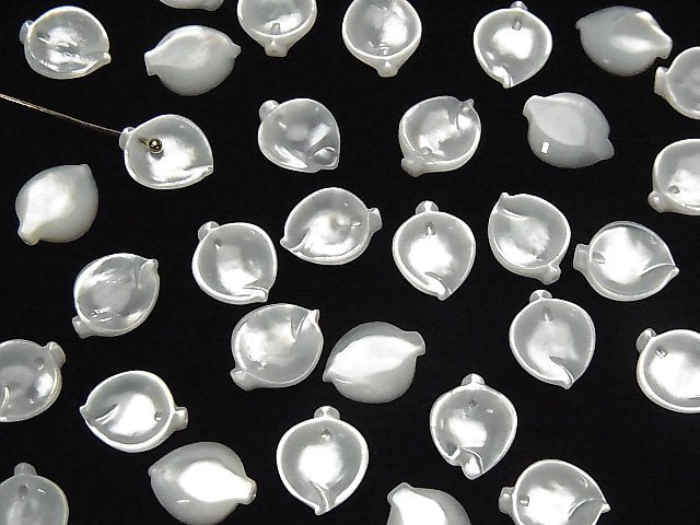 [Video] High Quality White Shell (Silver-lip Oyster) AAA Flower (Petal) 10x8mm 4pcs