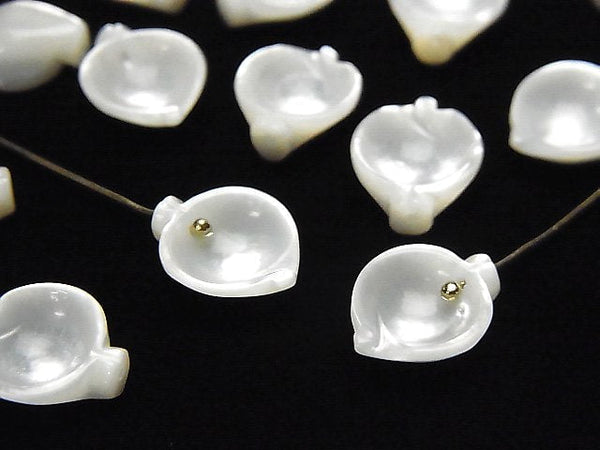 [Video] High Quality White Shell (Silver-lip Oyster) AAA Flower (Petal) 12x10mm 4pcs