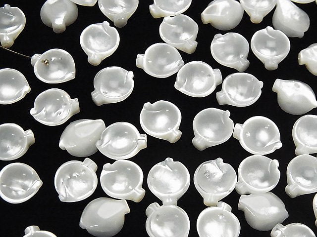 [Video] High Quality White Shell (Silver-lip Oyster) AAA Flower (Petal) 12x10mm 4pcs