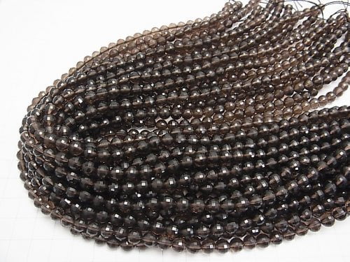 High Quality!  1strand $9.79! Smoky Quartz AAA Mirror Faceted Round 6mm  1strand beads (aprx.15inch/38cm)